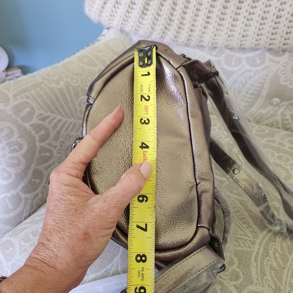 Beautiful Disaster Mini Angel Backpack Bag Purse Pewter Metallic Edgy Punk NWT - Picture 13 of 16